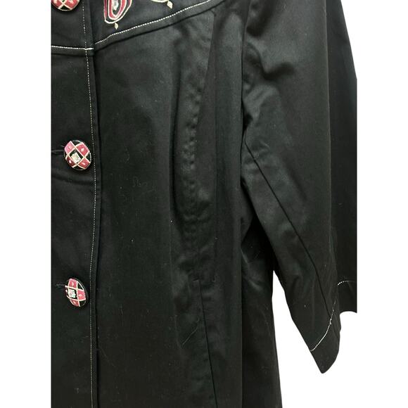 Bob Mackie Wearable Art Jacket 1X Black Pink Sparkle 3/4 Sleeve Open Front Glam - Picture 2 of 9